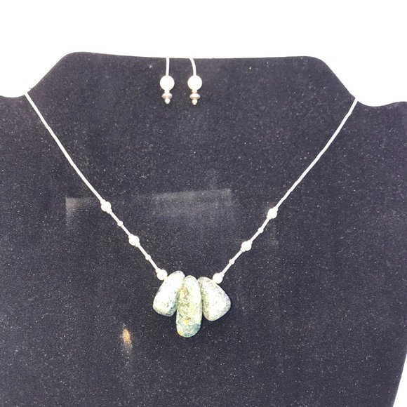 16" Moss Agate Necklace and Earring Set - Picture 11 of 16
